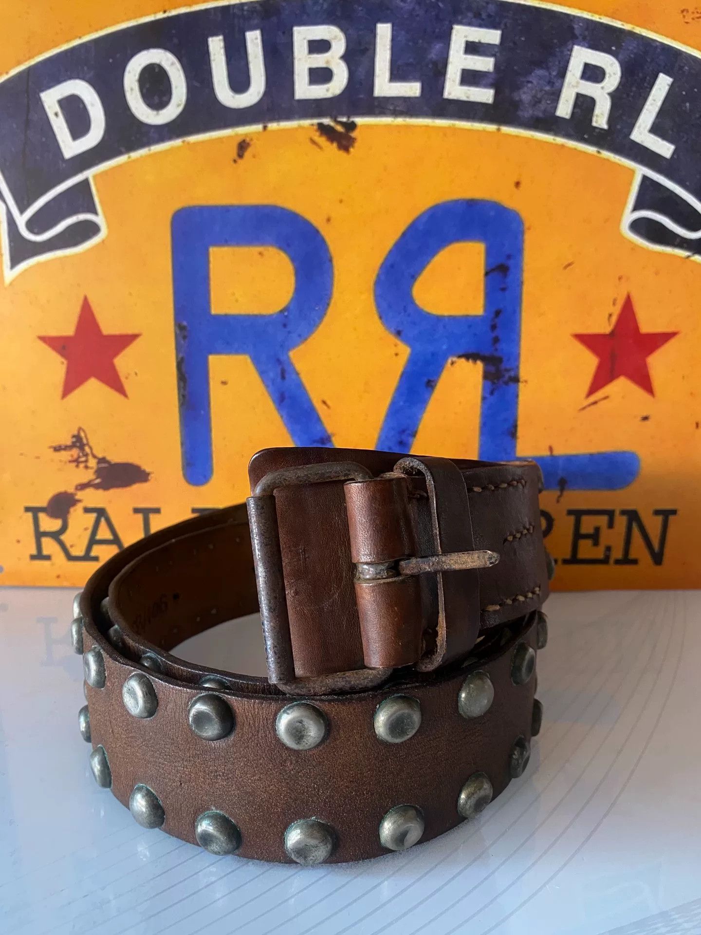 RRL Ralph Lauren Limited Edition Double RL Leather Belt Size ONE SIZE - 1 Thumbnail