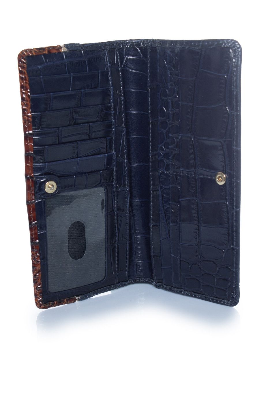 BRAHMIN Brahmin, croc embossed brown blue leather wallet Size ONE SIZE - 3 Thumbnail