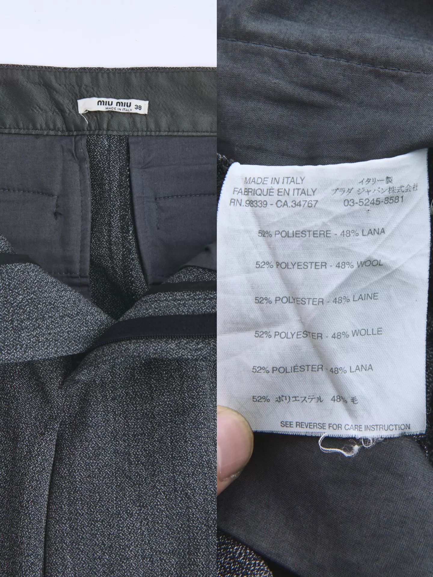 Miu Miu MIU MIU 90s-00s Gray Wool-Blend Neutral Tailored Trousers 38 Size 26" / US 2 / IT 38 - 9 Thumbnail