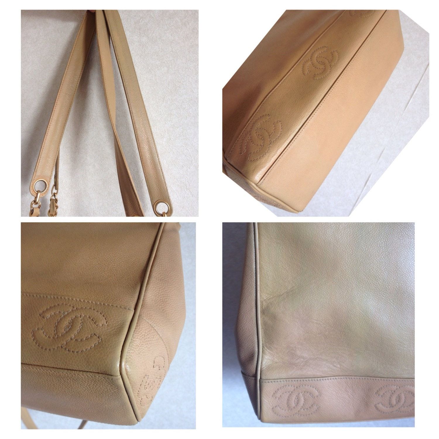 Chanel Vintage CHANEL brown beige caviar leather chain shoulder bag Size ONE SIZE - 3 Thumbnail