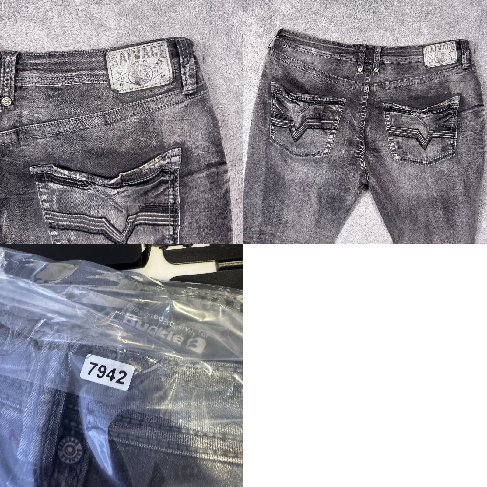 Vintage Salvage Mayhem Straight Jeans Men 40R Regular Denim 31in Gray Cotton Blend 5-Pocket Logo Vintage Style Size US 40 / EU 56 - 9 Thumbnail
