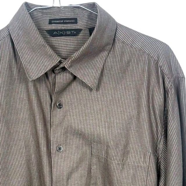 Vintage AXIST Mens Shirt Long Sleeve Button Down Classic Fit Striped Brown L Size US L / EU 52-54 / 3 - 2 Thumbnail