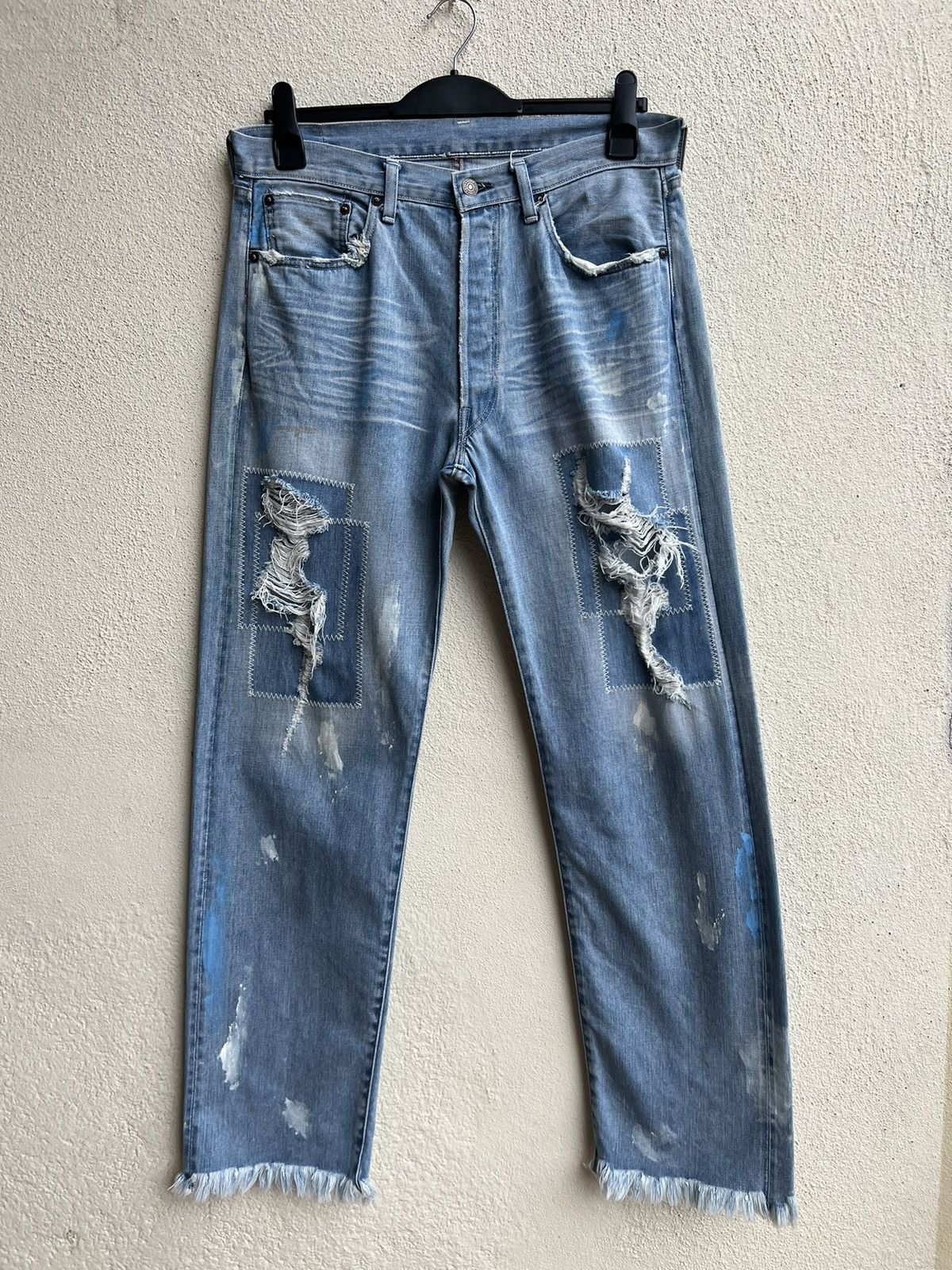 Levi's Vintage Clothing VTG 2005 LVC Levi’s 501 Big E Distress Painter Denim Jeans Size US 34 / EU 50 - 6 Thumbnail