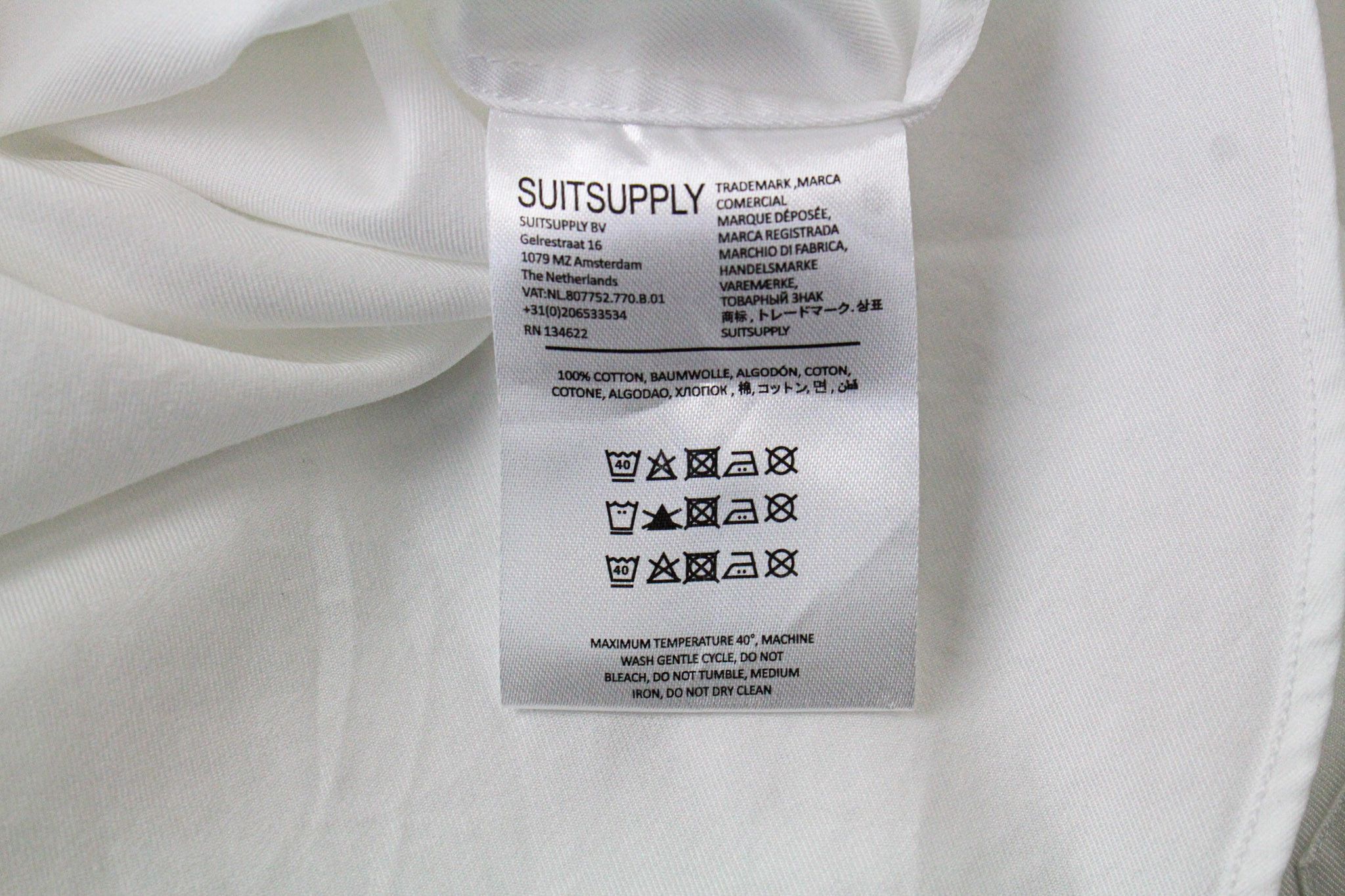 Suitsupply 38/15 Slim White Cotton Cutaway Twill 72600 Size 38R - 6 Thumbnail