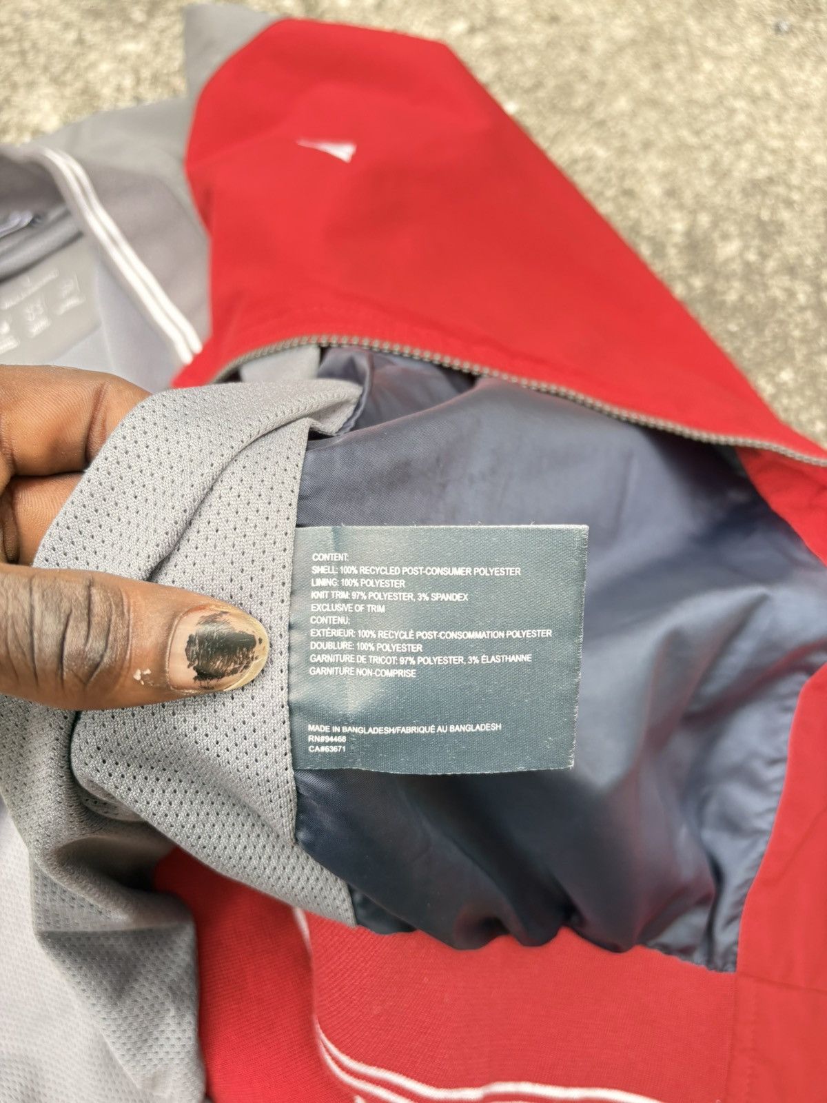 Nautica Nautica full-zip bomber in a red and grey colorblock build. Size US L / EU 52-54 / 3 - 5 Thumbnail