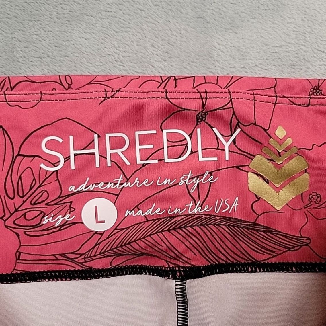 Vintage Shredly Pants Womens Large Pink Floral Legging Yoga Athleisure Made in USA Size 36" / US 14 / IT 50 - 4 Thumbnail