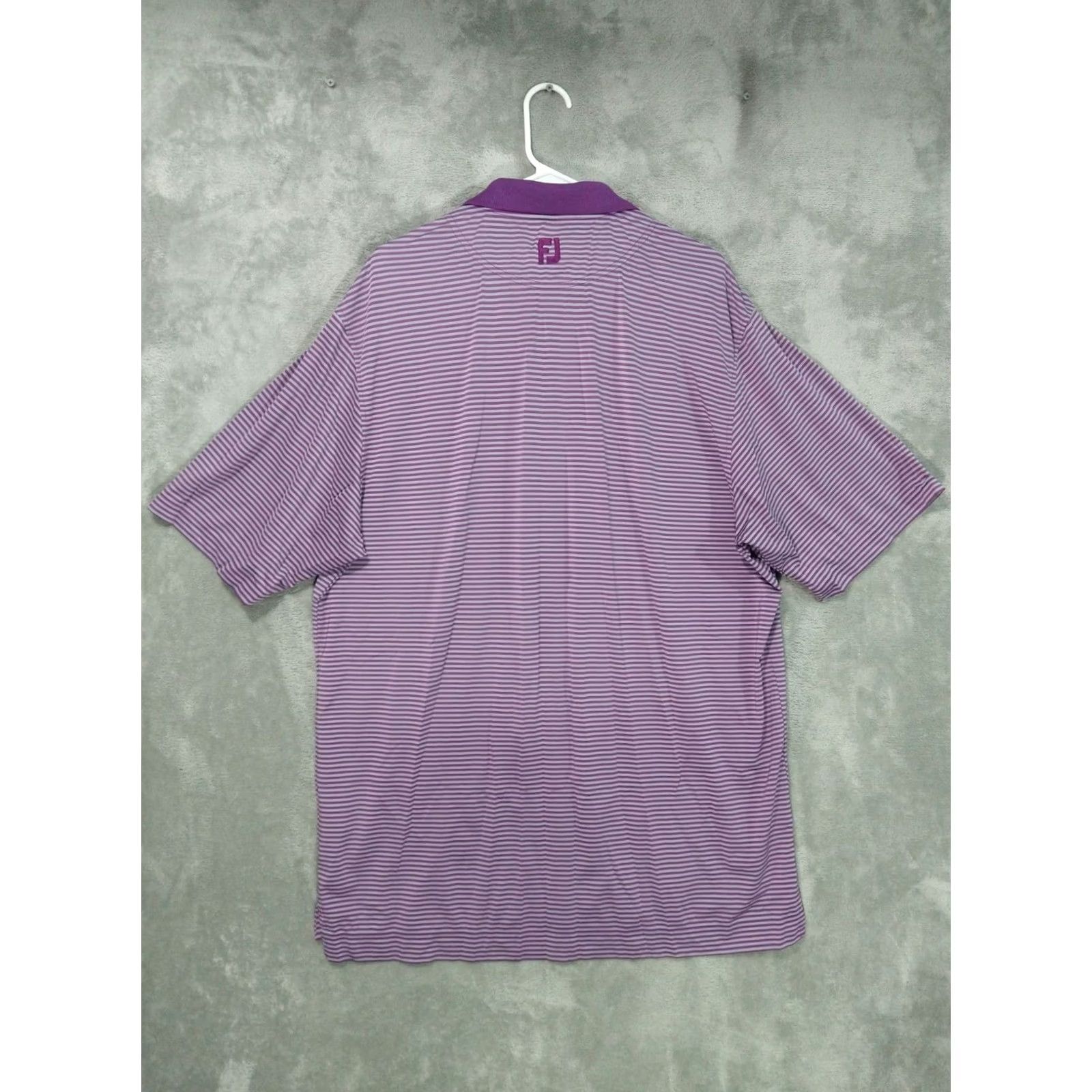 Footjoy FootJoy Polo Mens XL Purple Striped Short Sleeve Golf Performance Shirt Size US XL / EU 56 / 4 - 2 Thumbnail