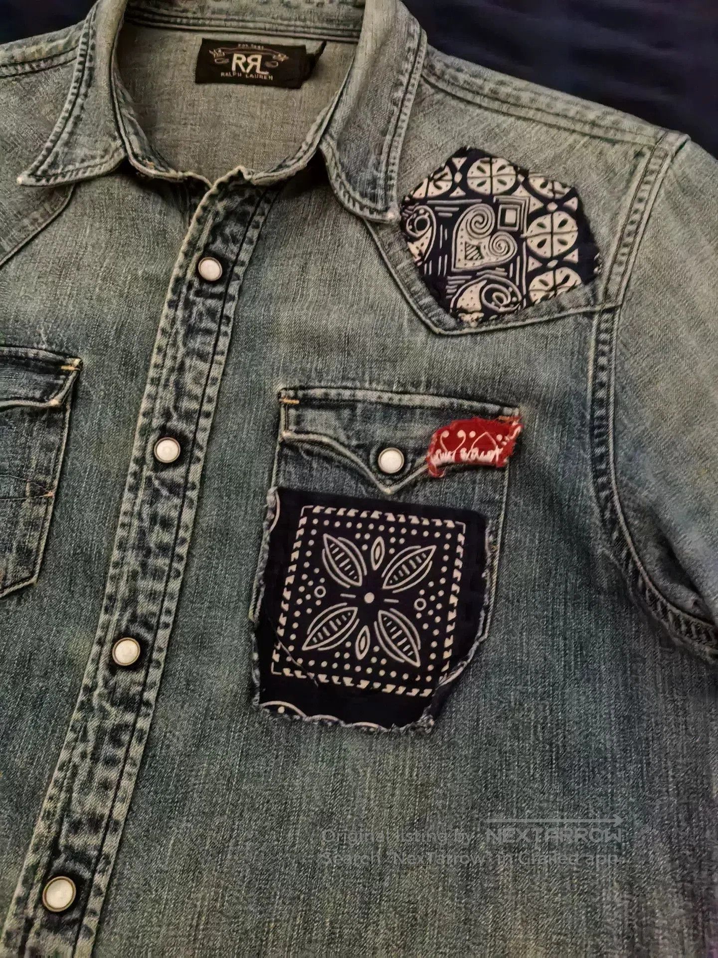 RRL Ralph Lauren RRL Vintage Patched Distressed Denim Shirt. Size US M / EU 48-50 / 2 - 2 Thumbnail