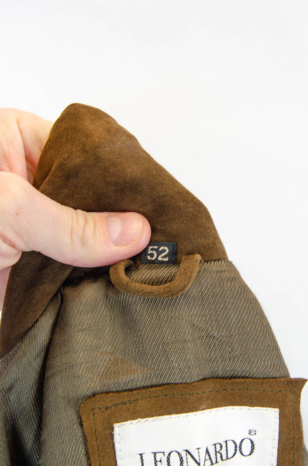 Leonardo Vintage Suede Leather Car Coat Brown EU 52