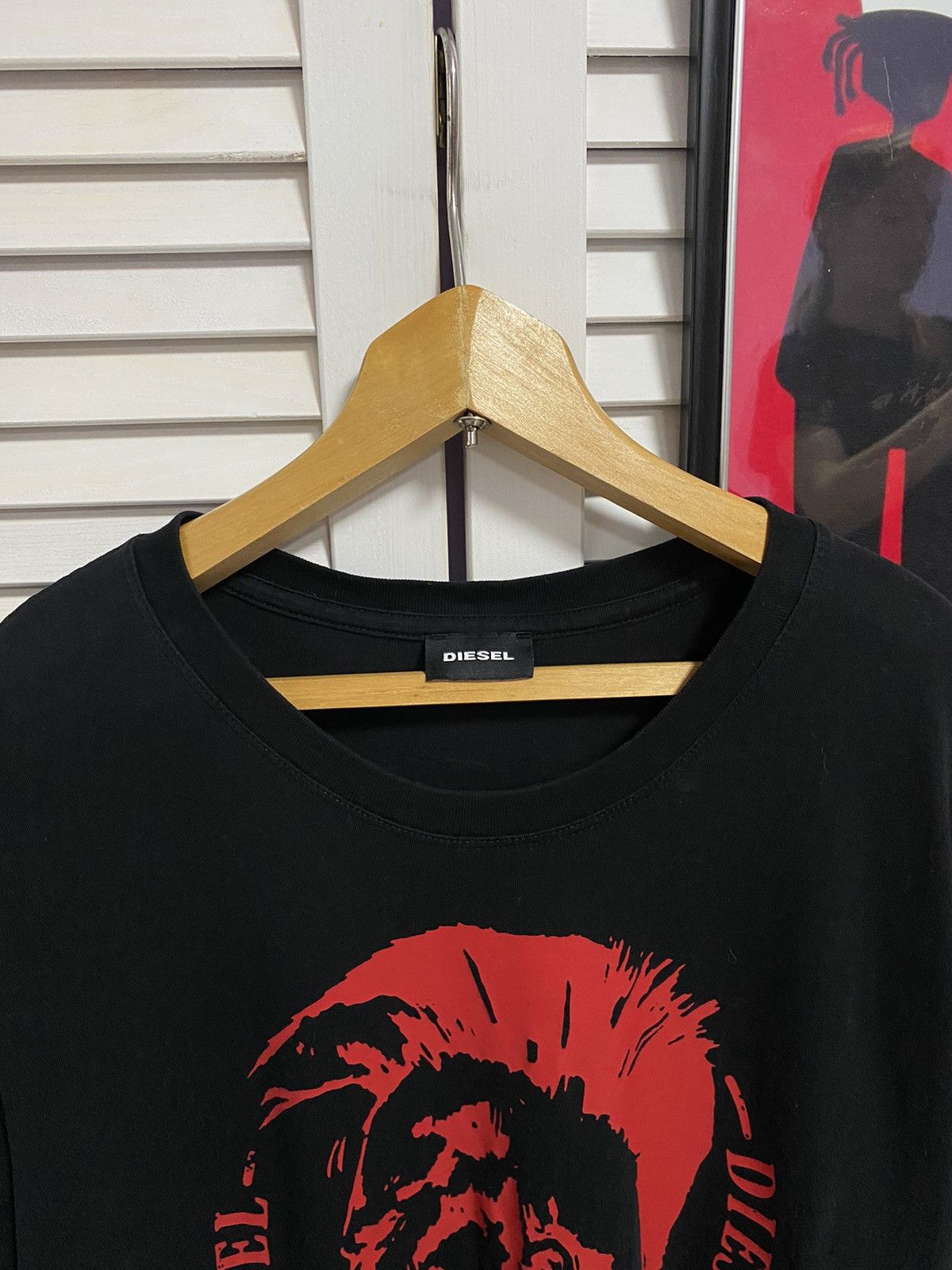 Diesel × Vintage T-Shirt Tee DIESEL AvantGarde Big Red Logo Skull Size US XL / EU 56 / 4 - 4 Thumbnail