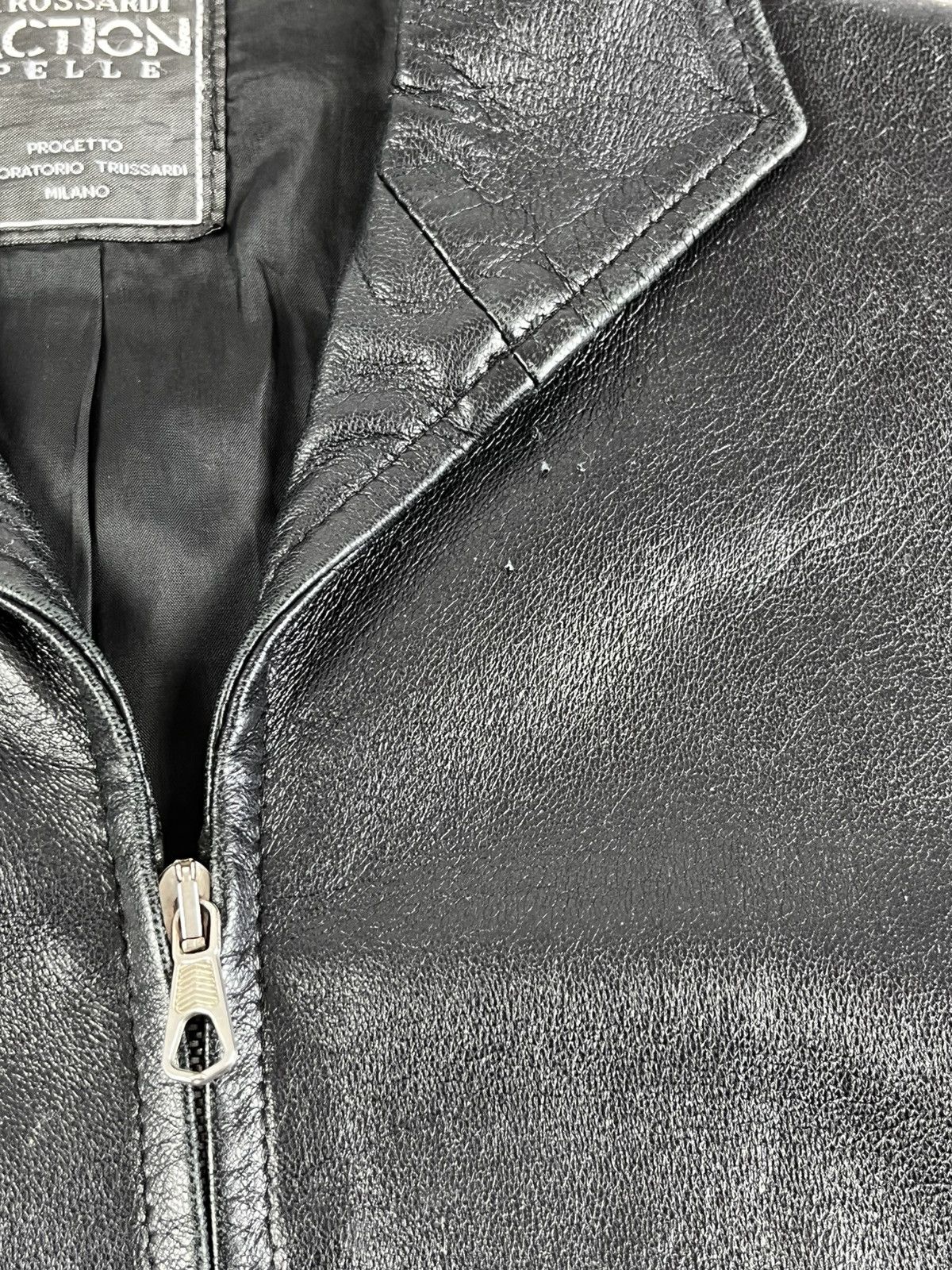 Trussardi Vintage 90s Trussardi leather jacket blazer opium 00s style Size L / US 10 / IT 46 - 8 Thumbnail
