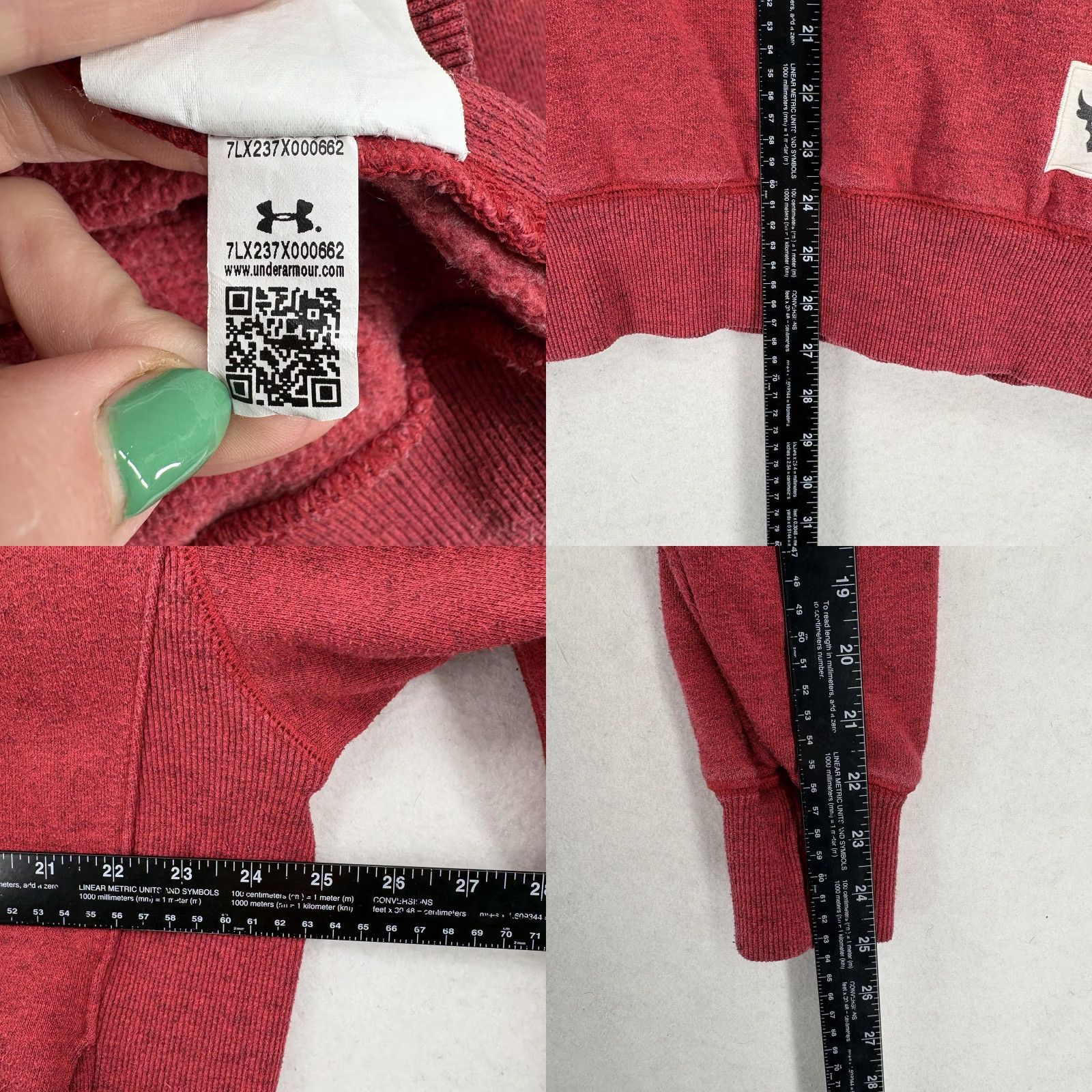 Under Armour Under Armour Project Rock Hoodie Mens Large Red Fleece Pullover Gym Bull Logo Crew Neck Long Sleeve Size US L / EU 52-54 / 3 - 8 Thumbnail