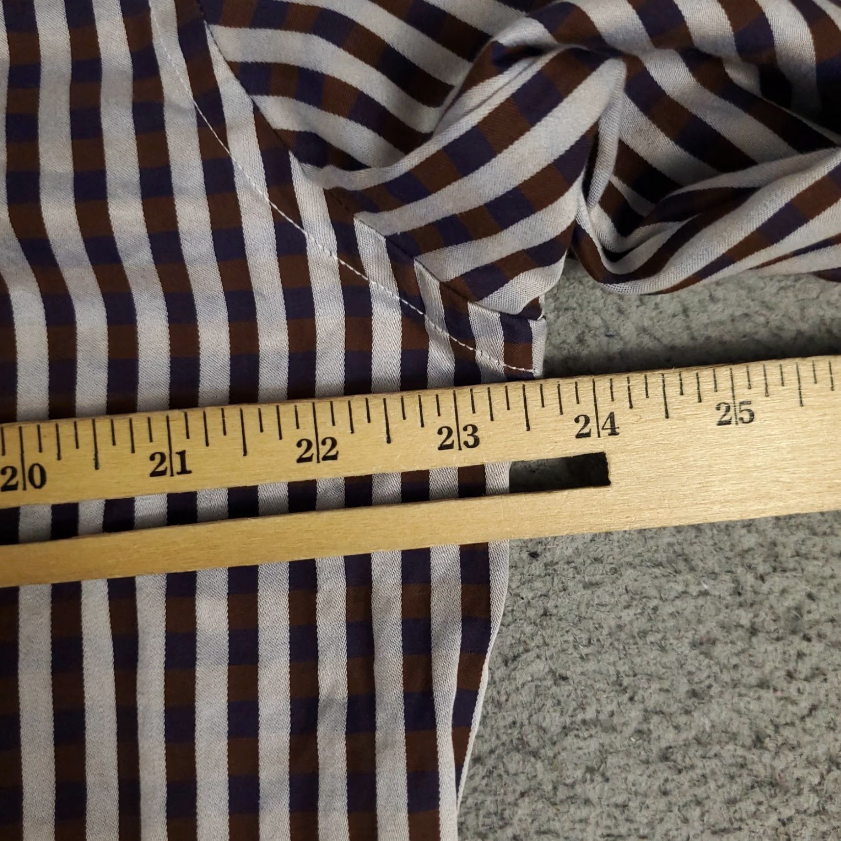 BUGATCHI Bugatchi Uomo Shirt Men’s XL Brown Blue Striped Button-Up Long Sleeve Classic Fit Size US XL / EU 56 / 4 - 5 Thumbnail