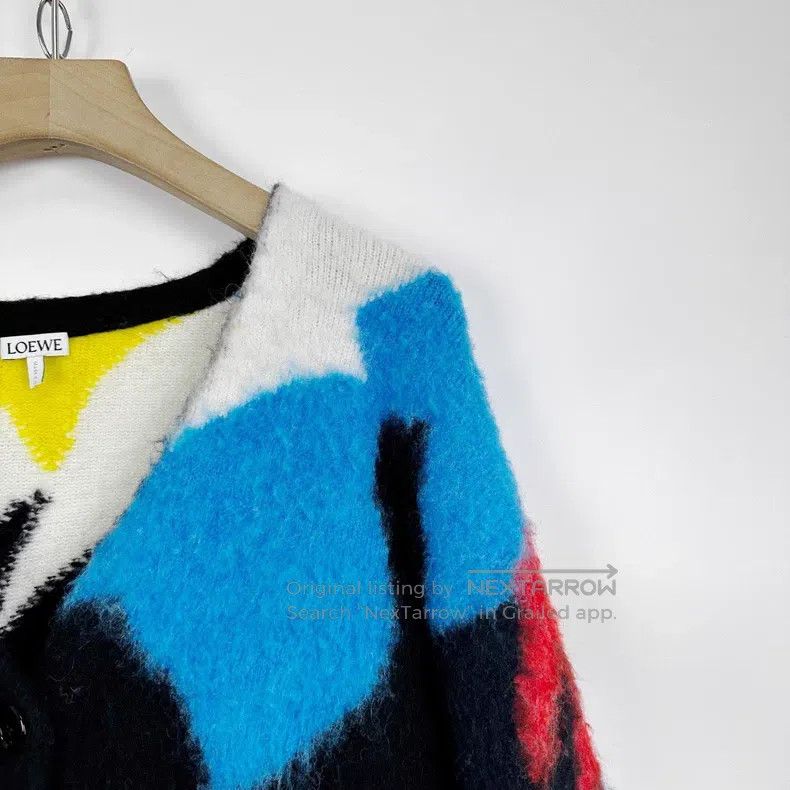 Loewe Loewe Color-blocked knitted cardigan with back leather log Size M / US 6-8 / IT 42-44 - 5 Thumbnail