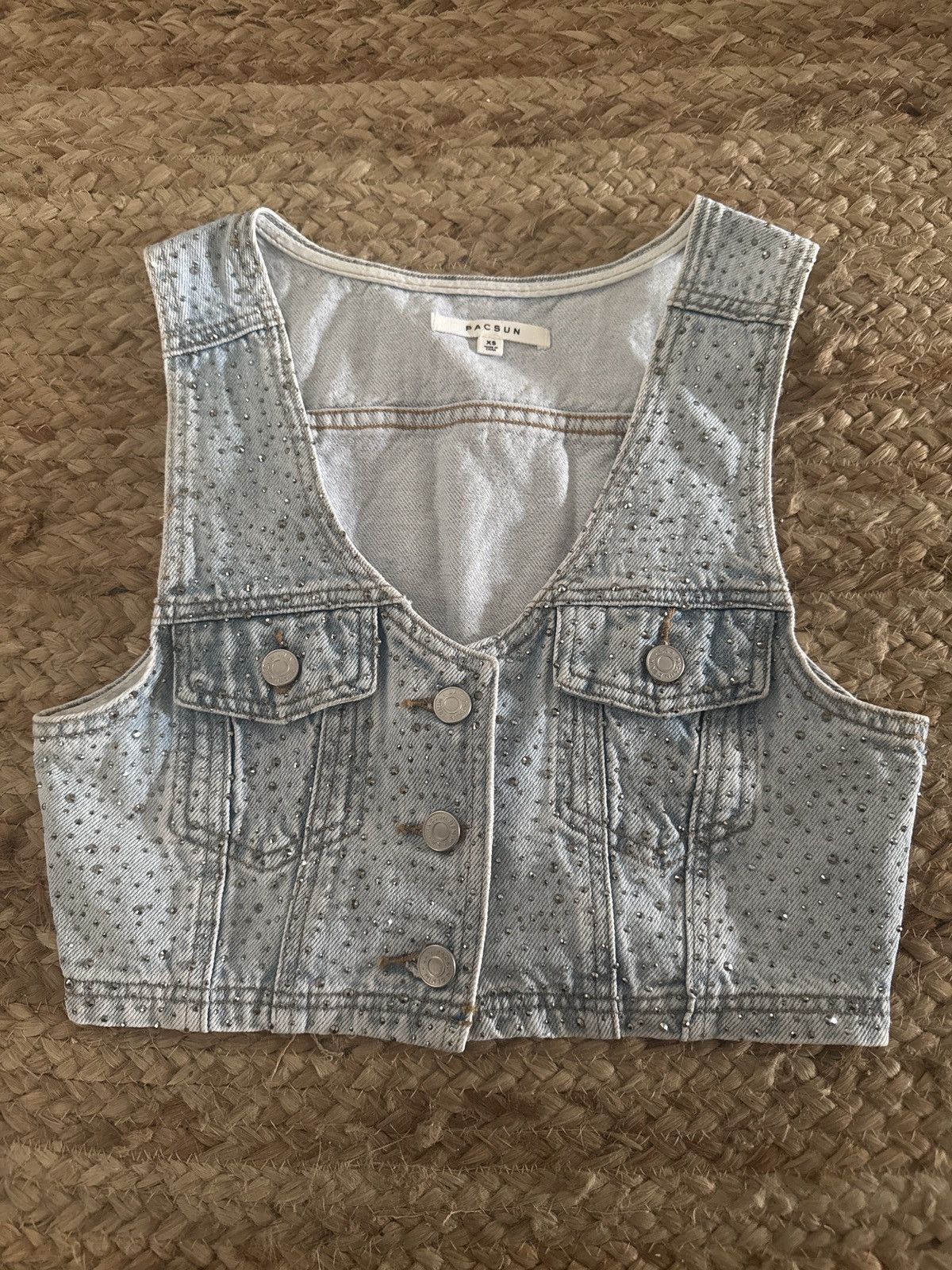 Pacsun PacSun Sparkle Denim Vest Size XS / US 0-2 / IT 36-38 - 1 Thumbnail