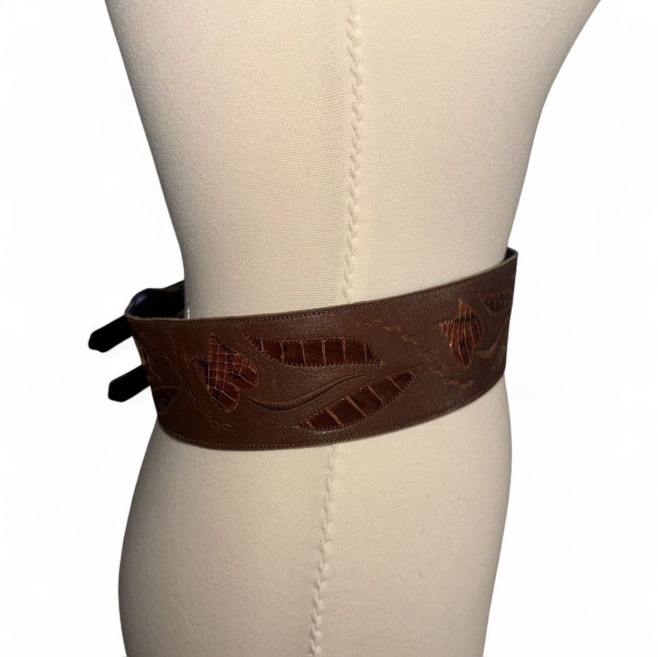 Other Vintage 70s Lesley Slight brown leather twin buckle belt Size ONE SIZE - 5 Thumbnail