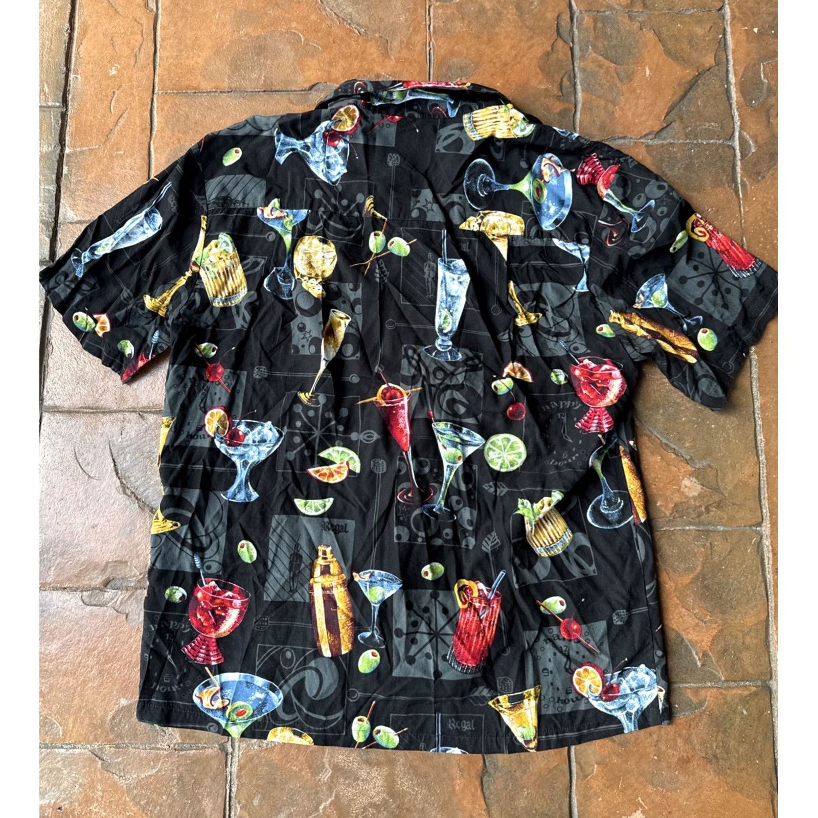 Paradise Found VINTAGE Paradise Found Cocktail Hawaiian Shirt L Black 100% Rayon Graphic Print Short Sleeve Button-Up Collar Spread Men Size US L / EU 52-54 / 3 - 3 Thumbnail