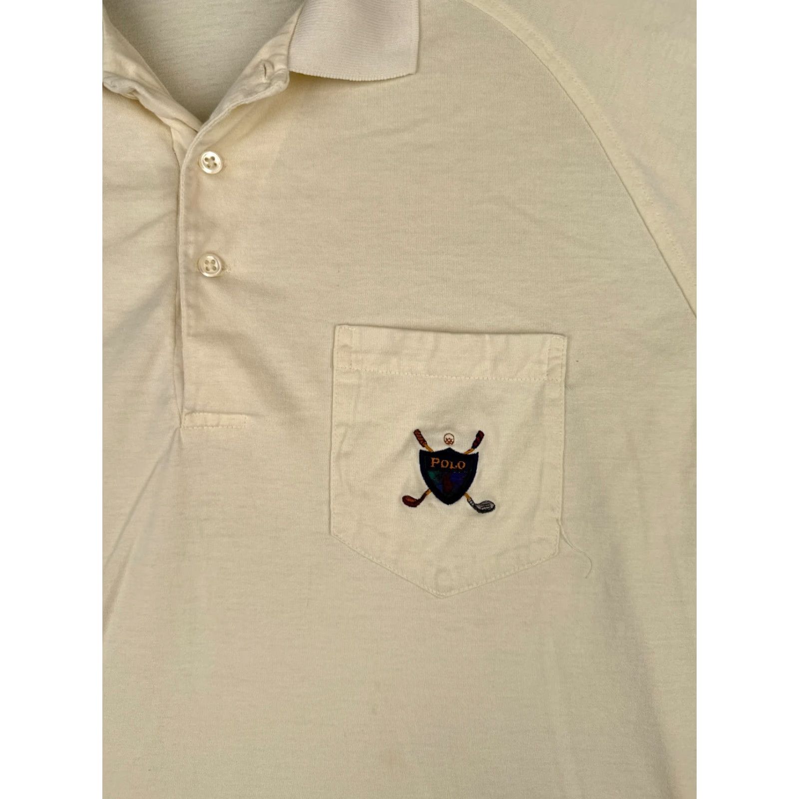 Ralph Lauren VINTAGE Ralph Lauren Polo Shirt Men Large Ivory Short Sleeve 100% Cotton Polo Shirt Mens Ivory 100% Cotton Polo Shirt Vintage Clothing Size US L / EU 52-54 / 3 - 6 Thumbnail