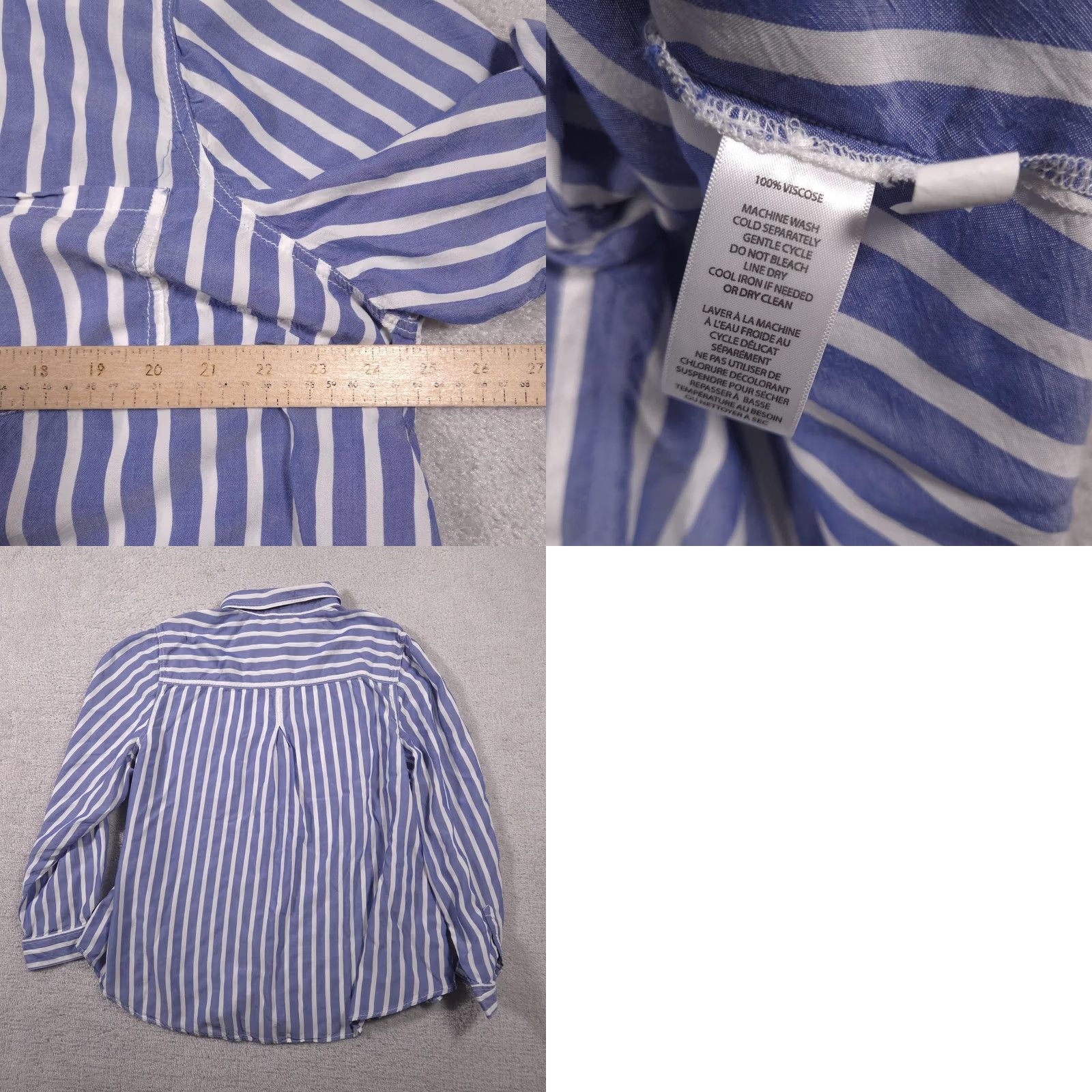 Vintage Beachlunchlounge Shirt Womens 2X Blue White Stripe Button Front Viscose Top Size XXL / US 16-18 / IT 52-54 - 9 Thumbnail