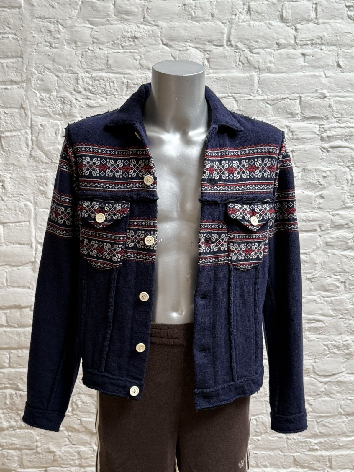 Comme des Garcons Junya Watanabe Comme des Garçons Man Navy Knit Jacket Size US L / EU 52-54 / 3 - 4 Thumbnail