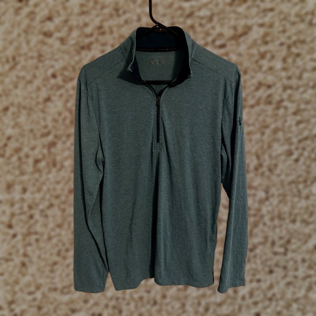 Under Armour VINTAGE Under Armour Threadborne Teal/Blue 1/4 Zip Pullover Golf Shirt Mens Medium Size US M / EU 48-50 / 2 - 1 Thumbnail