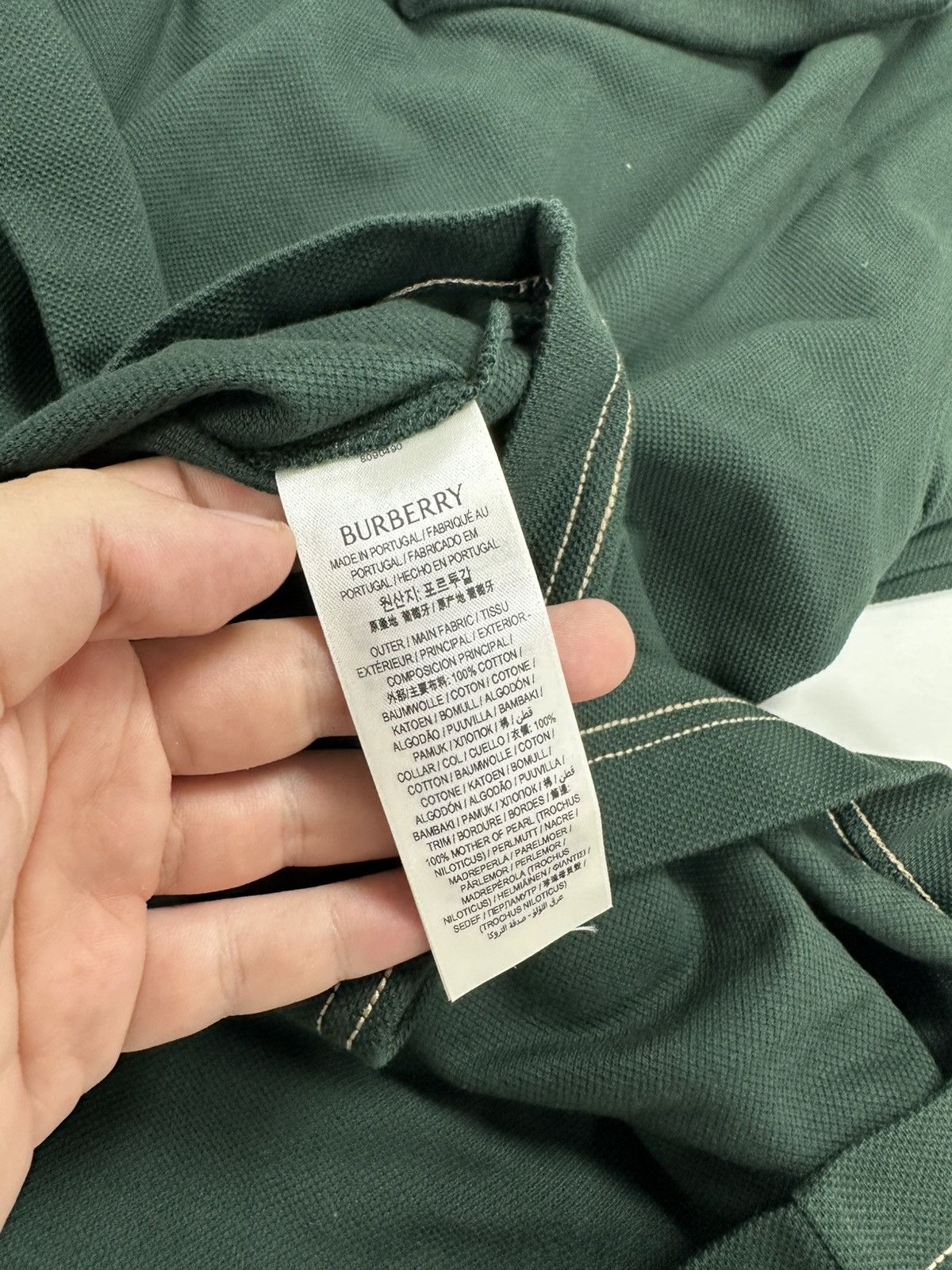 Burberry BURBERRY GREEN Polo Shirt with Embroidered Hem Size US S / EU 44-46 / 1 - 7 Thumbnail