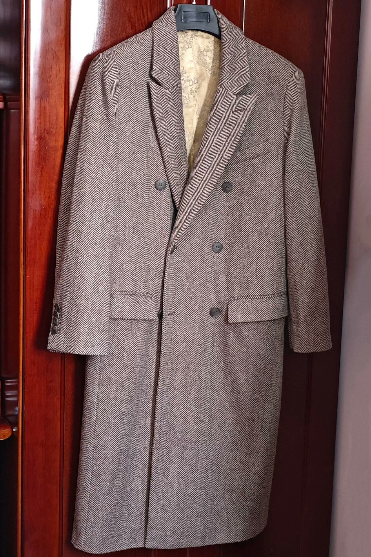agnes b. Double-Breasted Herringbone Wool Coat Size US M / EU 48-50 / 2 - 1 Thumbnail