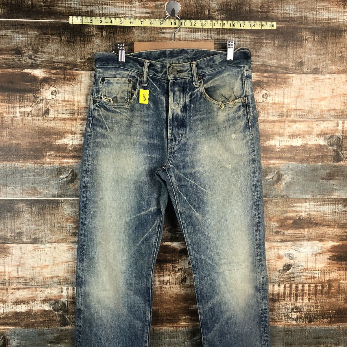 Japanese Brand DL Japanese Brand Blue Distressed Denim Pants #C089 Size US 31 - 2 Thumbnail
