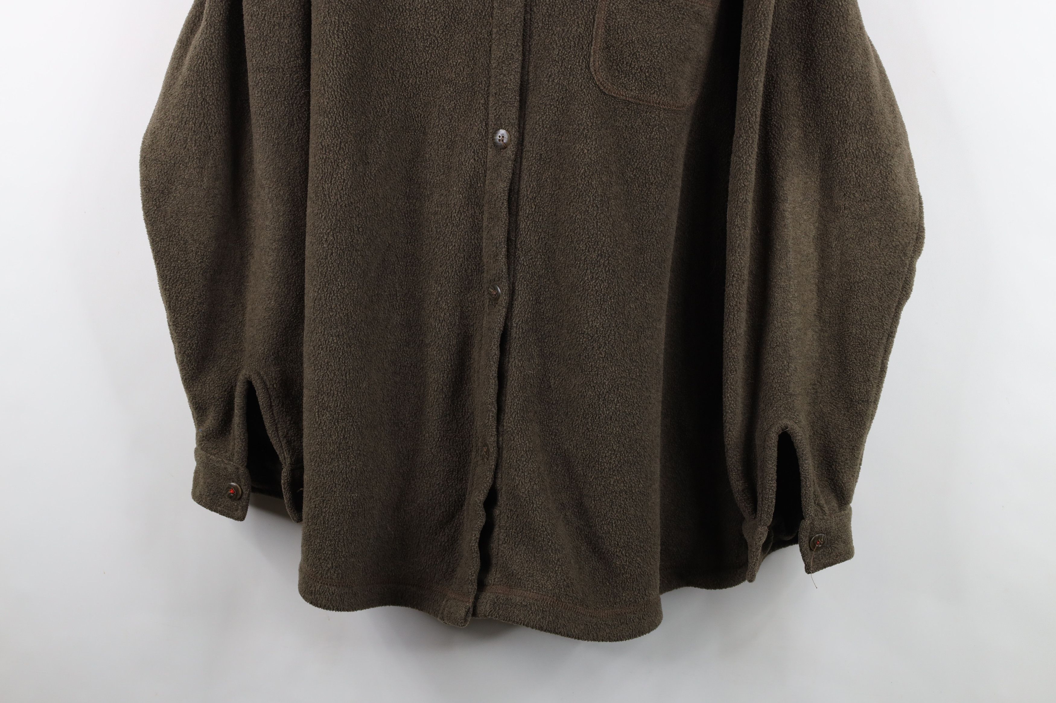 Eddie Bauer Vintage 90s Eddie Bauer Collared Fleece Button Shirt Brown Size XL / US 12-14 / IT 48-50 - 3 Thumbnail