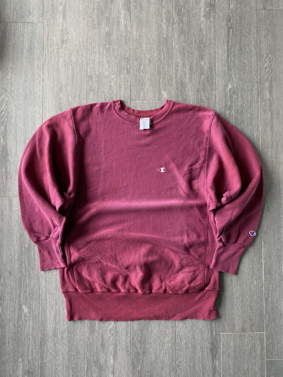 Vintage Vintage 90’s Champion Reverse Weave Burgundy Sweatshirt 🍒🍇 Size US L / EU 52-54 / 3 - 2 Thumbnail