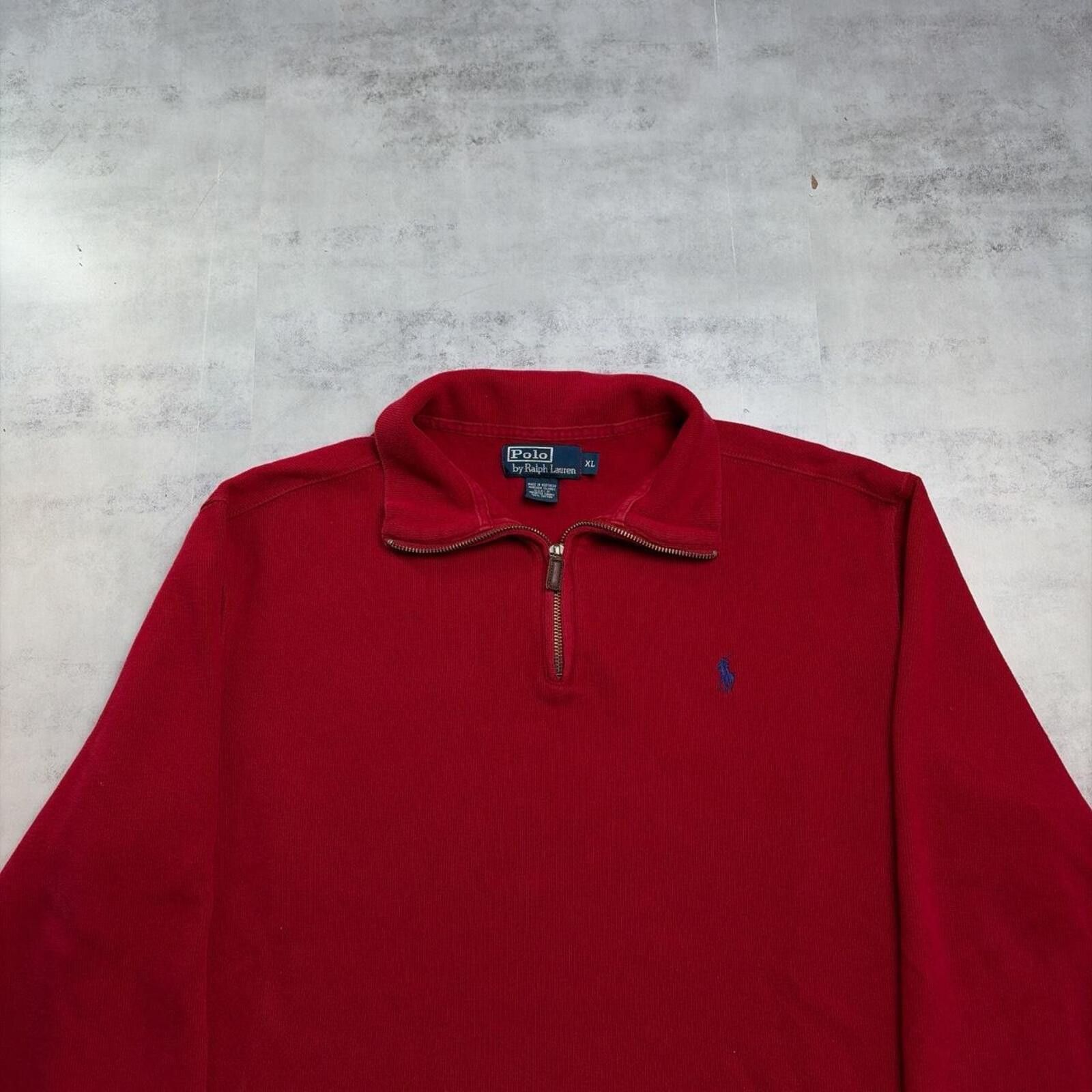 Polo Ralph Lauren Vintage 90’s Red Polo Ralph Lauren Quarter Zip Sweater Size US XL / EU 56 / 4 - 2 Thumbnail