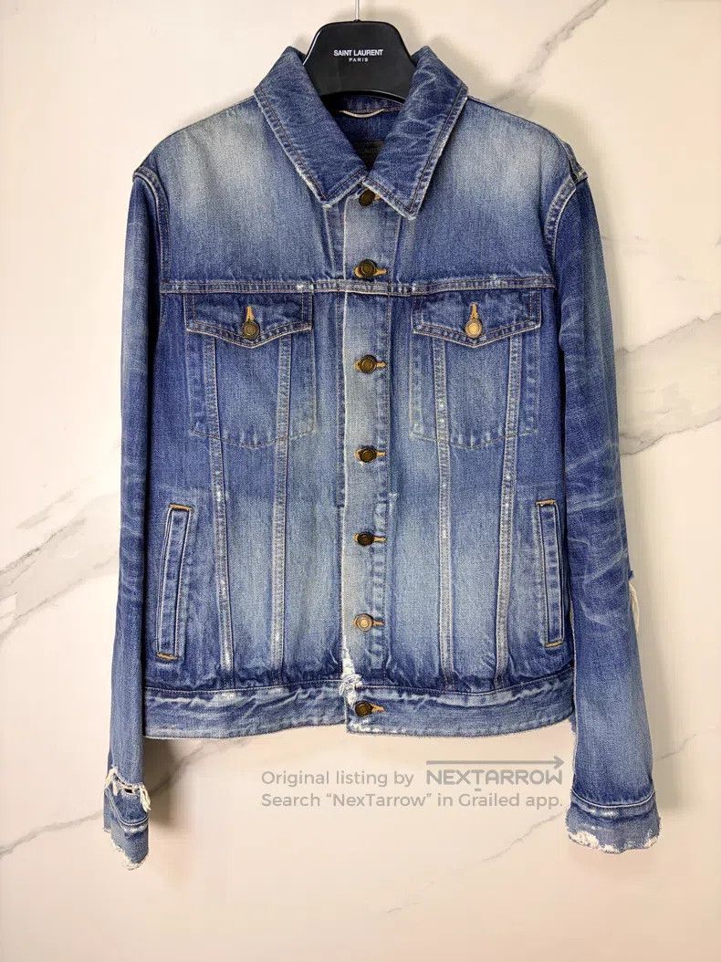 Saint Laurent Paris Saint Laurent Paris Distressed Denim Jacket Size US L / EU 52-54 / 3 - 1 Thumbnail