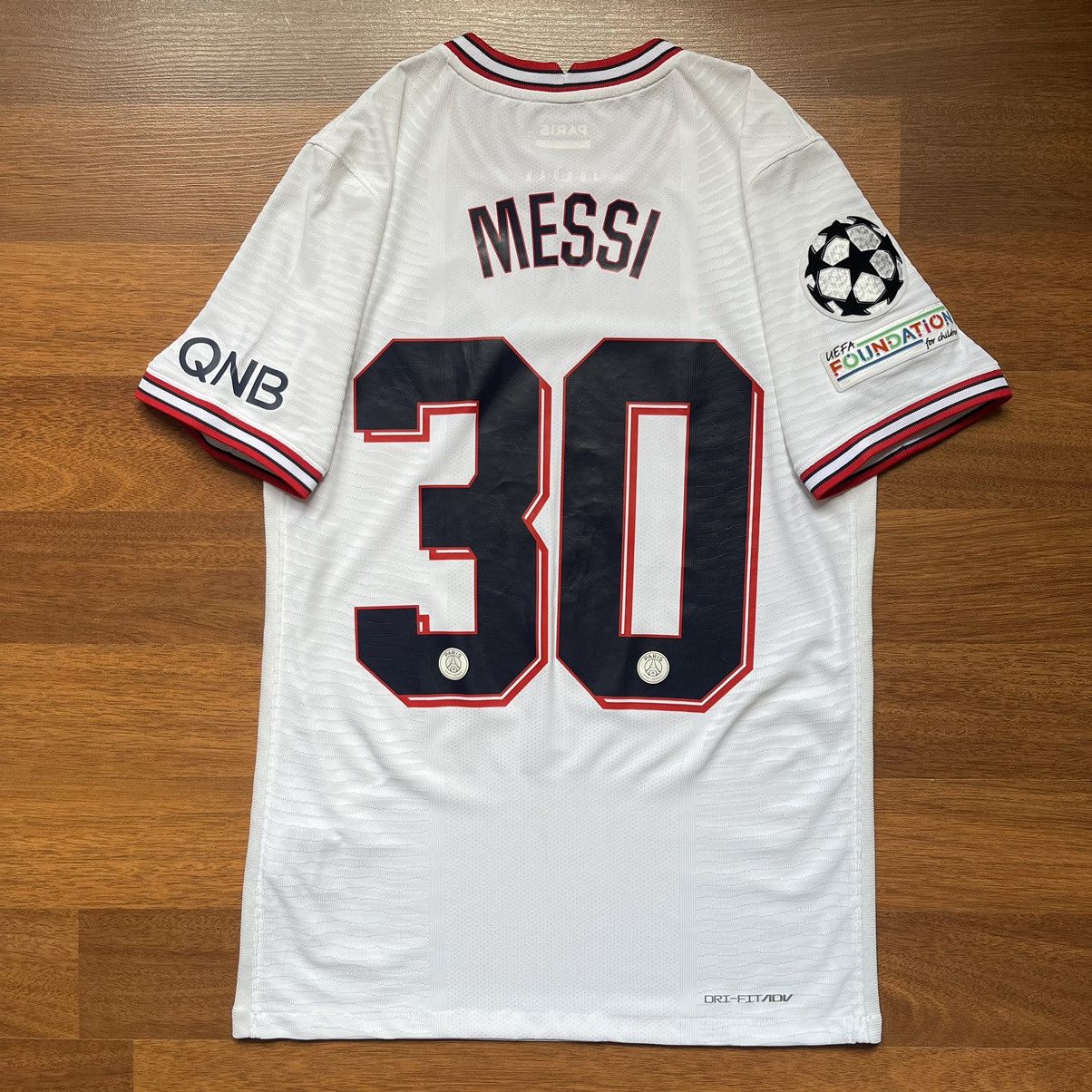 image of Jordan Nike Psg Nike 2021/22 Soccer Fourth Player Issue Jersey 30 Messi in White, Men's (Size Small