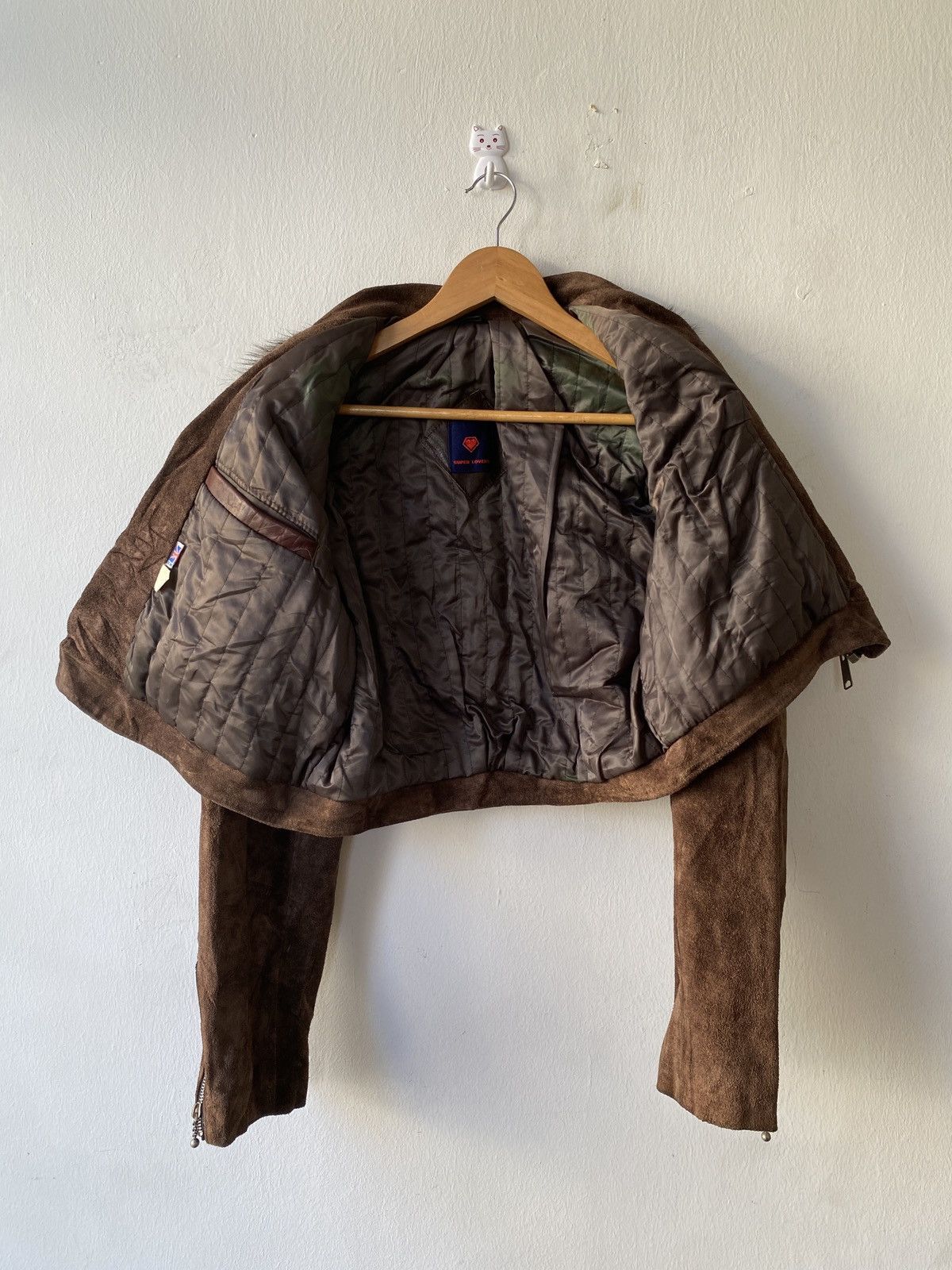 Le Grande Bleu (L.G.B.) × Seditionaries RARE!! Vintage Super Lovers Suede Leather Fur Cropped Jacket Size US M / EU 48-50 / 2 - 14 Thumbnail