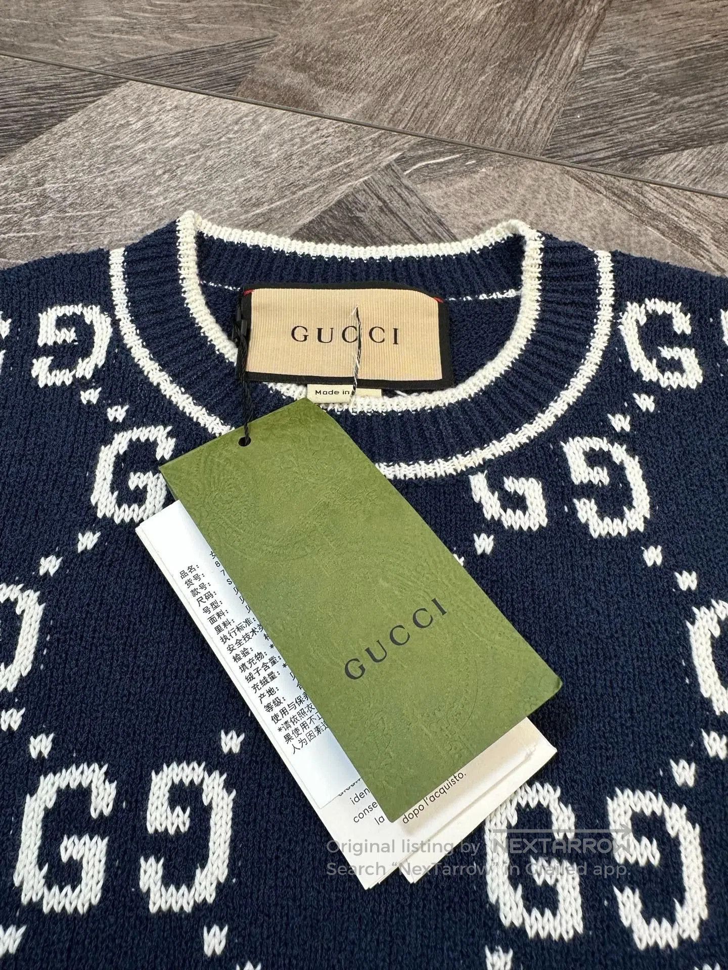 Gucci Gucci Blue Logo Crew Neck Knit Top. Size S / US 4 / IT 40 - 3 Thumbnail