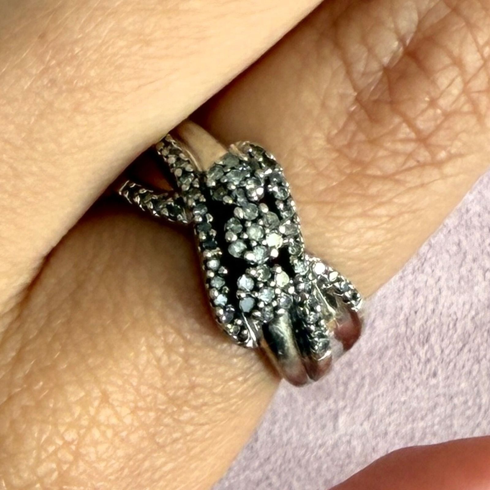 Sterling Silver zales sterling silver diamond crossover ring size 6.5 Size ONE SIZE - 1 Thumbnail