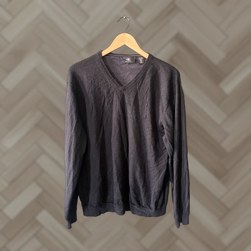 Calvin Klein Calvin Klein Sweater V-Neck Wool Blend Men’s XL Black Size US XL / EU 56 / 4 - 1 Thumbnail