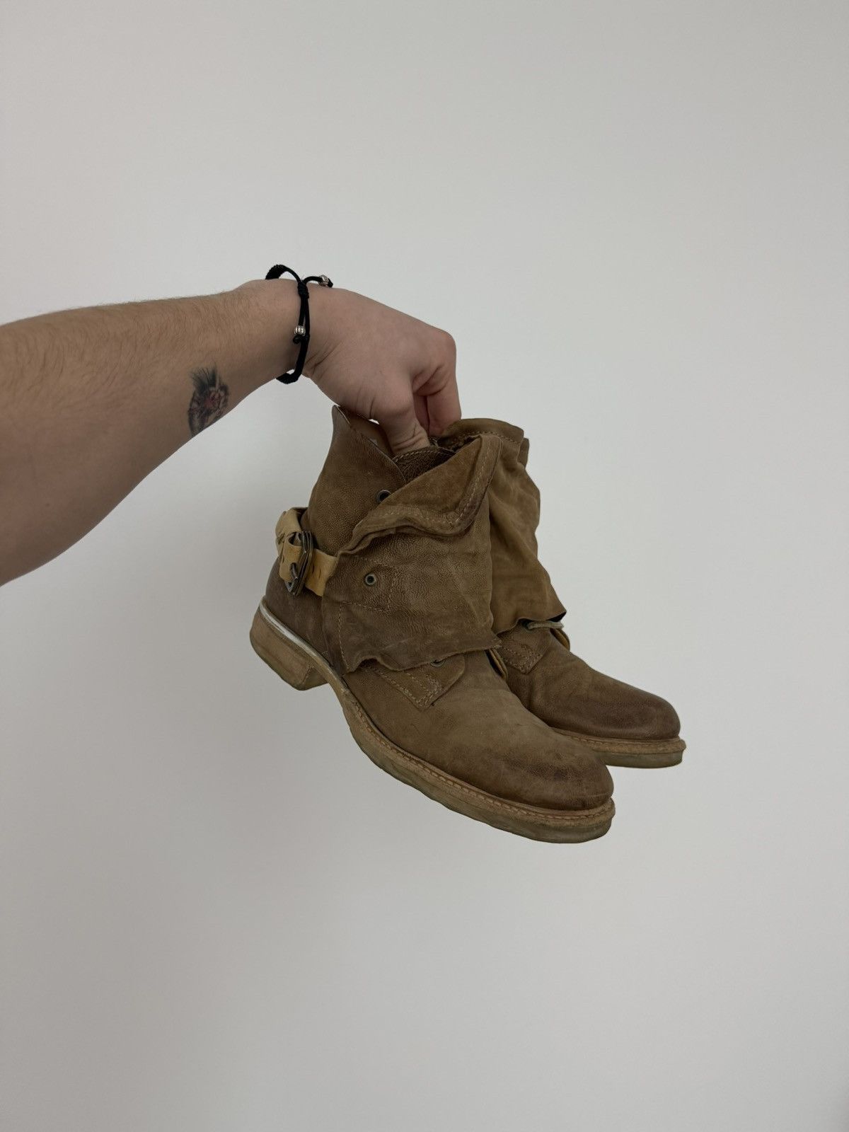 A.S.98 Vintage A.S 98 Leather Ankle Biker Boots Italy Beige Size US 9 / IT 39 - 5 Thumbnail