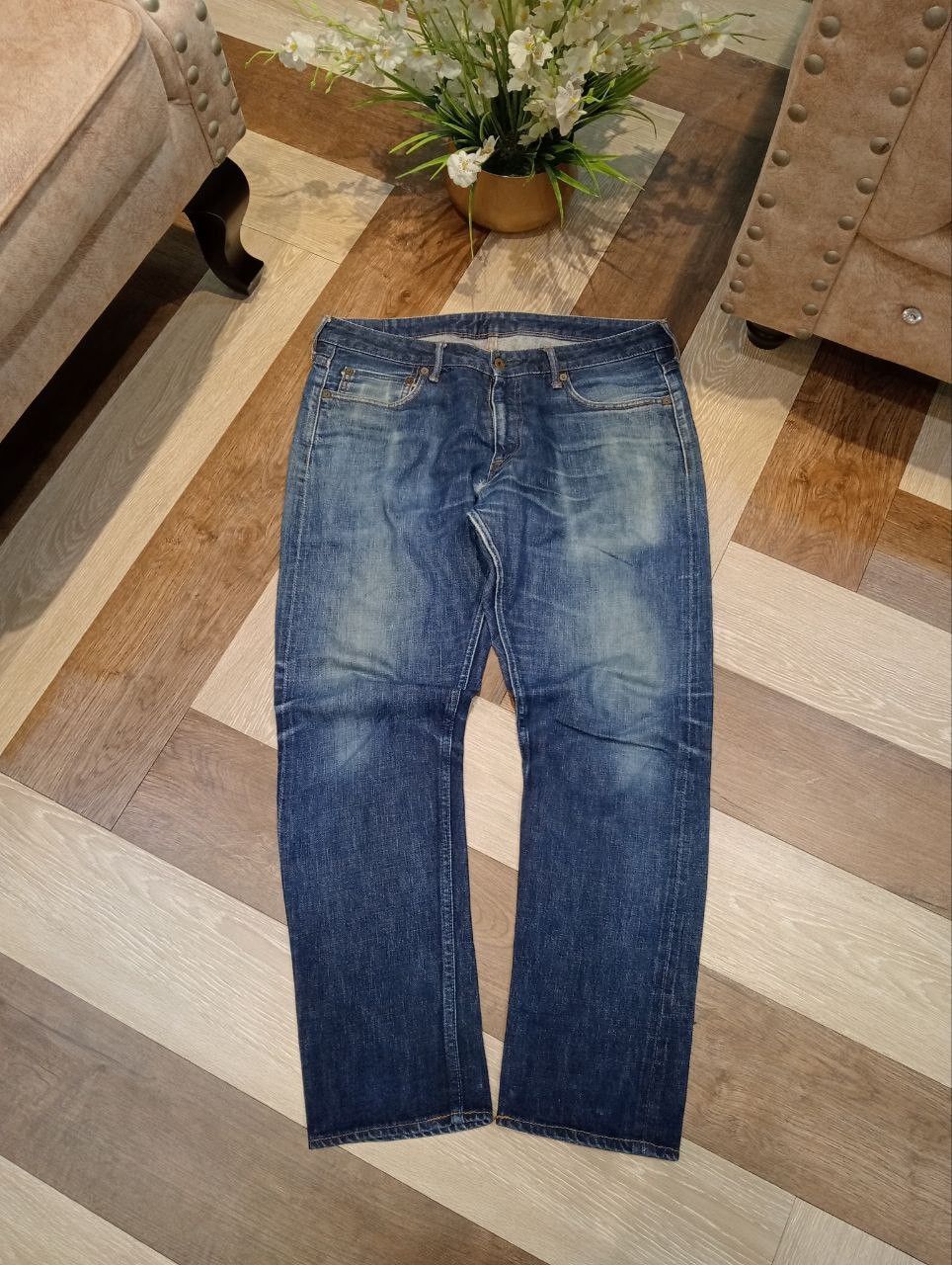 Japan Blue JAPAN BLUE DENIM BLUE SELVEDGE DISTRESSED PANTS Size US 34 / EU 50 - 1 Thumbnail