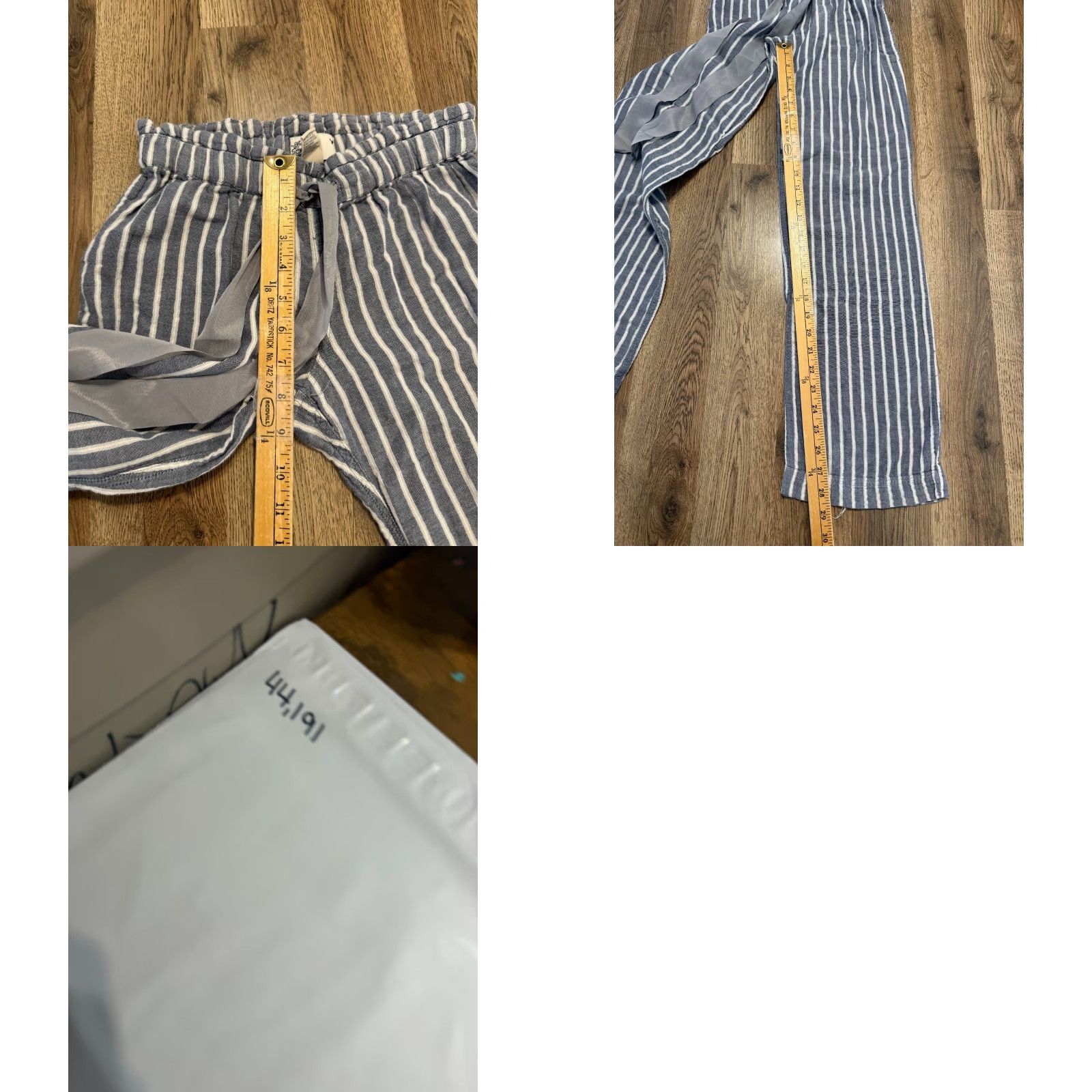 American Eagle Outfitters American Eagle Outfitters Pants Women's Small Blue White Striped Tie Waist Paperbag Elastic Waist Size 28" / US 6 / IT 42 - 8 Thumbnail