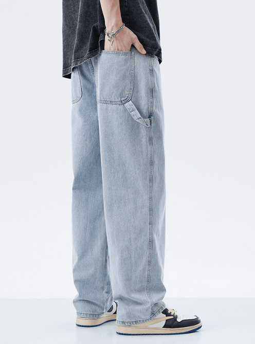 Japanese Brand Washed distressed loose trendy straight cargo jeans Size US 32 / EU 48 - 3 Thumbnail