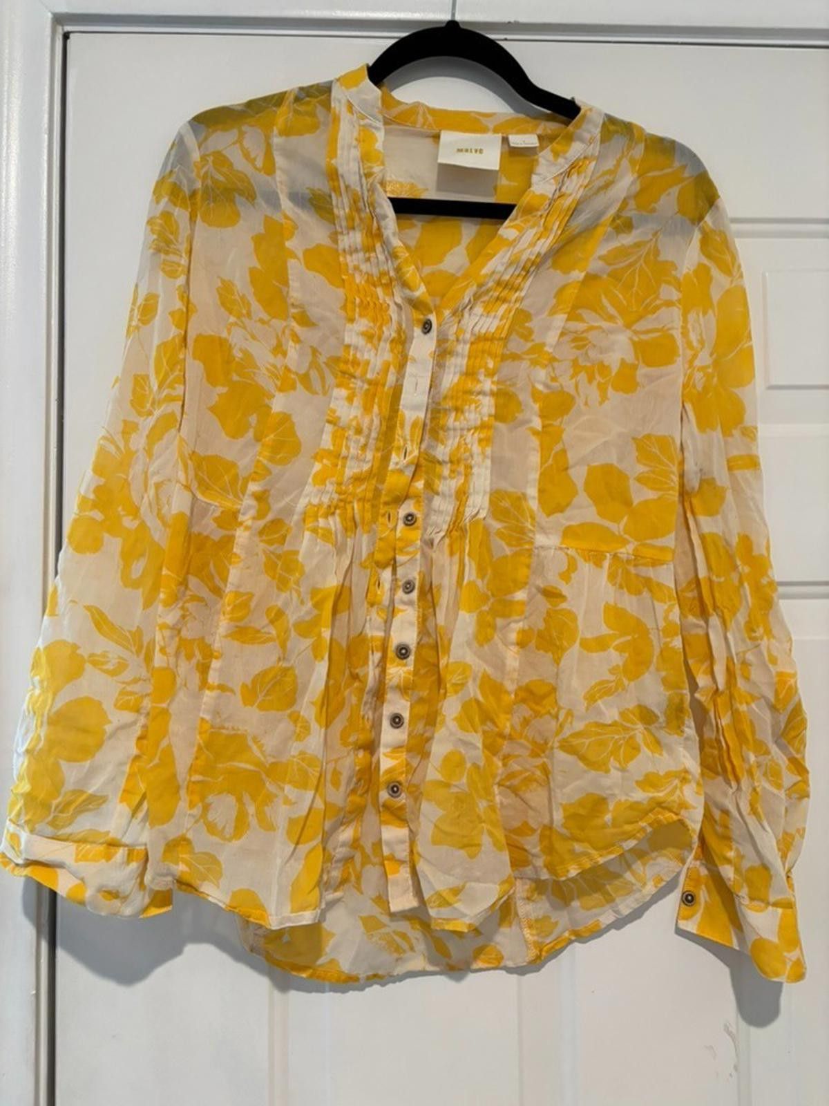 Marvel Comics Womens yellow floral Anthropologie Maeve blouse sz 4 #526 Size S / US 4 / IT 40 - 1 Thumbnail