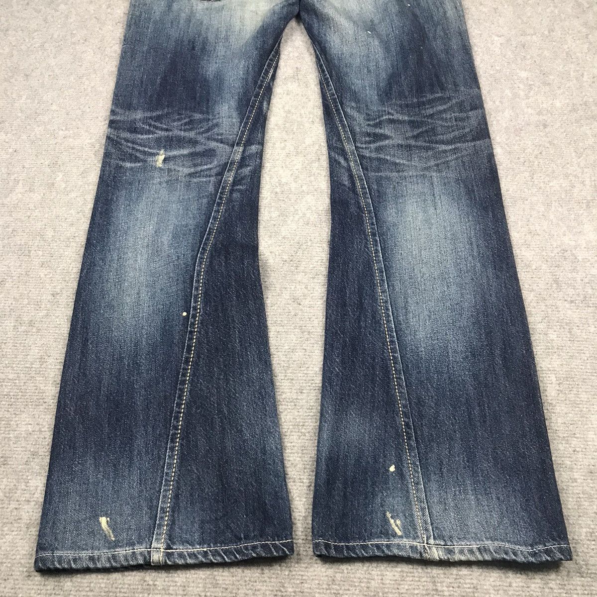 Edwin × Japanese Brand FLARE DENIM😈EDWIN BLUE TRIP DISTRESSED BOOTCUT DENIM PANT Size US 30 / EU 46 - 10 Thumbnail