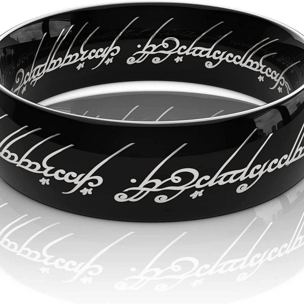 Designer Hobbit Lord of the Rings Black Engraving Ring - Size 7 Size ONE SIZE - 5 Thumbnail