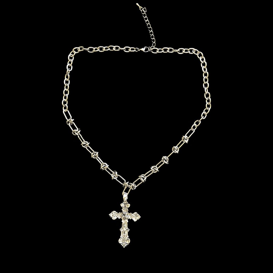 Jewelry Cross Linked Chain Punk Gothic Necklace Size ONE SIZE - 2 Thumbnail