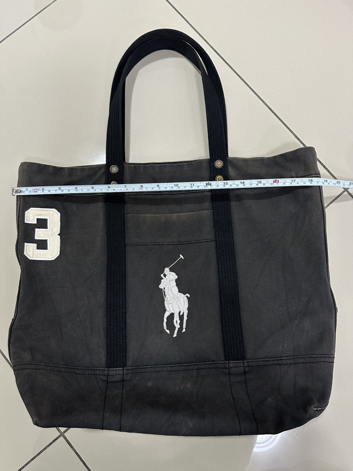Polo Ralph Lauren VTG Polo Ralph Lauren Canvas Tote Bag Embroidered Big Pony Size ONE SIZE - 3 Thumbnail