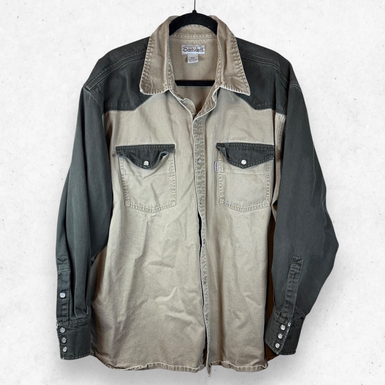 Carhartt Vintage Carhartt Shirt Mens 2XL Khaki Green Western Snap Size US XXL / EU 58 / 5 - 1 Thumbnail