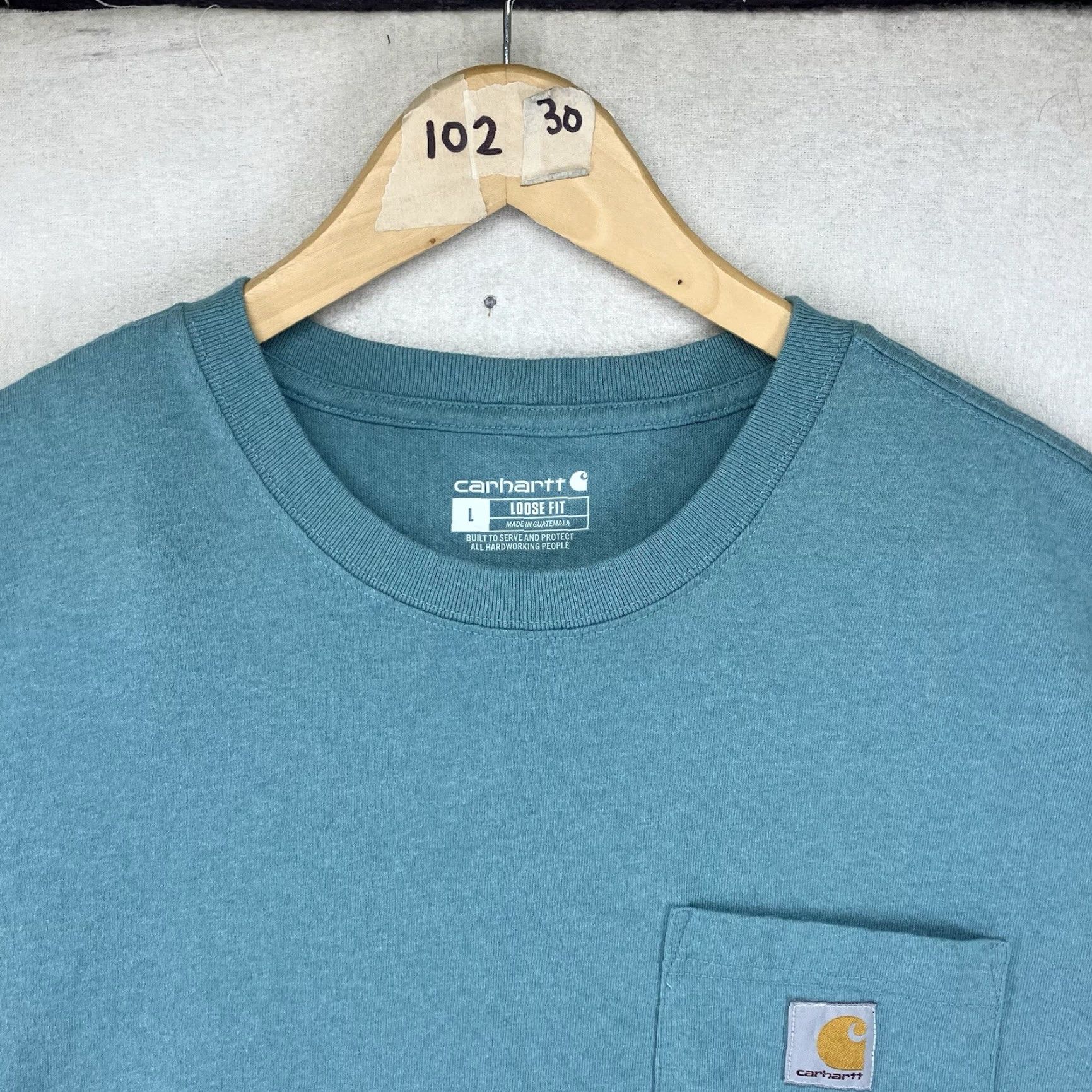 Carhartt Carhartt Mens Large Short Sleeve T-Shirt Teal Crew Neck Logo K87 Relaxed Fit All Seasons Outdoors Shirt Men L Blue Size US L / EU 52-54 / 3 - 5 Thumbnail