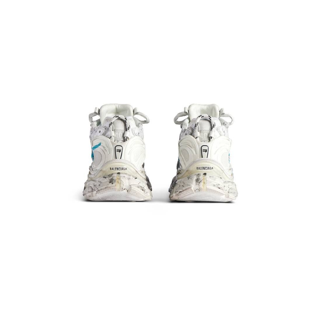Balenciaga o1w1db10625 Runner Graffiti Sneakers in White/Blue Size US 8 / EU 41 - 3 Thumbnail