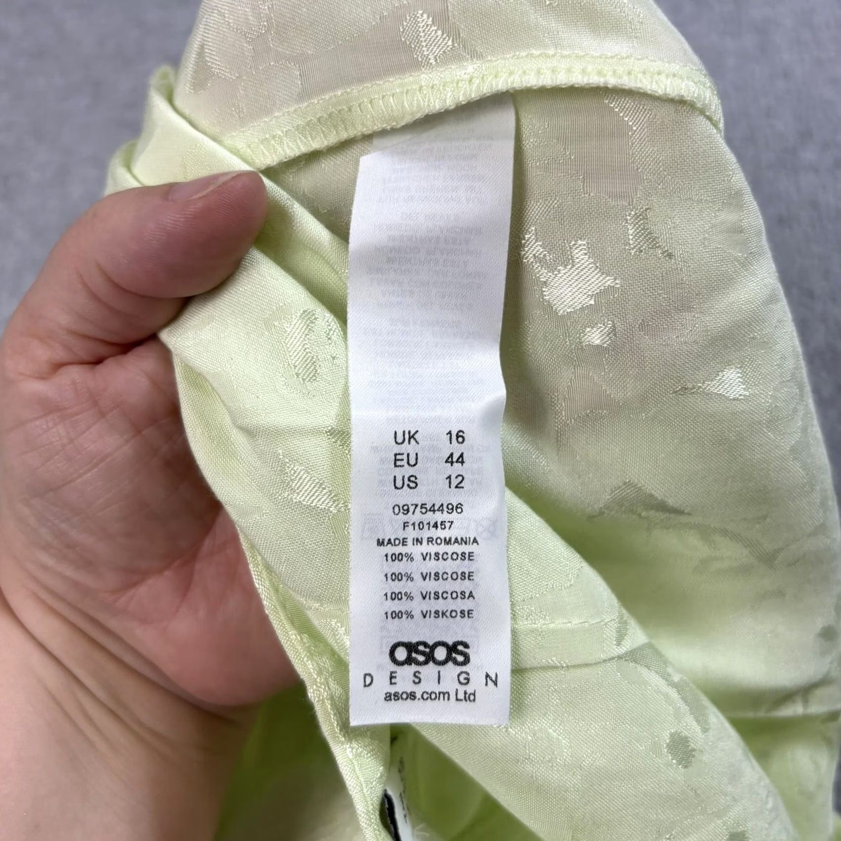 Asos ASOS Women 44 Tall Green Wide-Leg Floral Jacquard Pleat High Rise Pants Dress Pants Bohemian Festival Y2K Mens Womens Girls Size 30" / US 8 / IT 44 - 4 Thumbnail